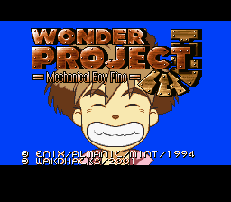 Wonder Project J - Kikai no Shounen Pino (english translation) Title Screen